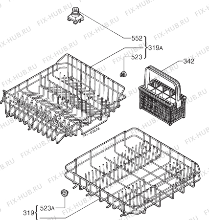 Взрыв-схема посудомоечной машины Rex SI828M - Схема узла Basket 160